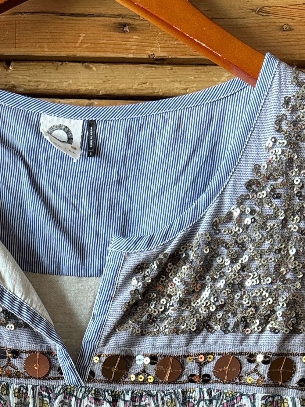 Anthropologie Vintage Akemi + Kin Sleeveless Sequins Lined Blue Women's Top